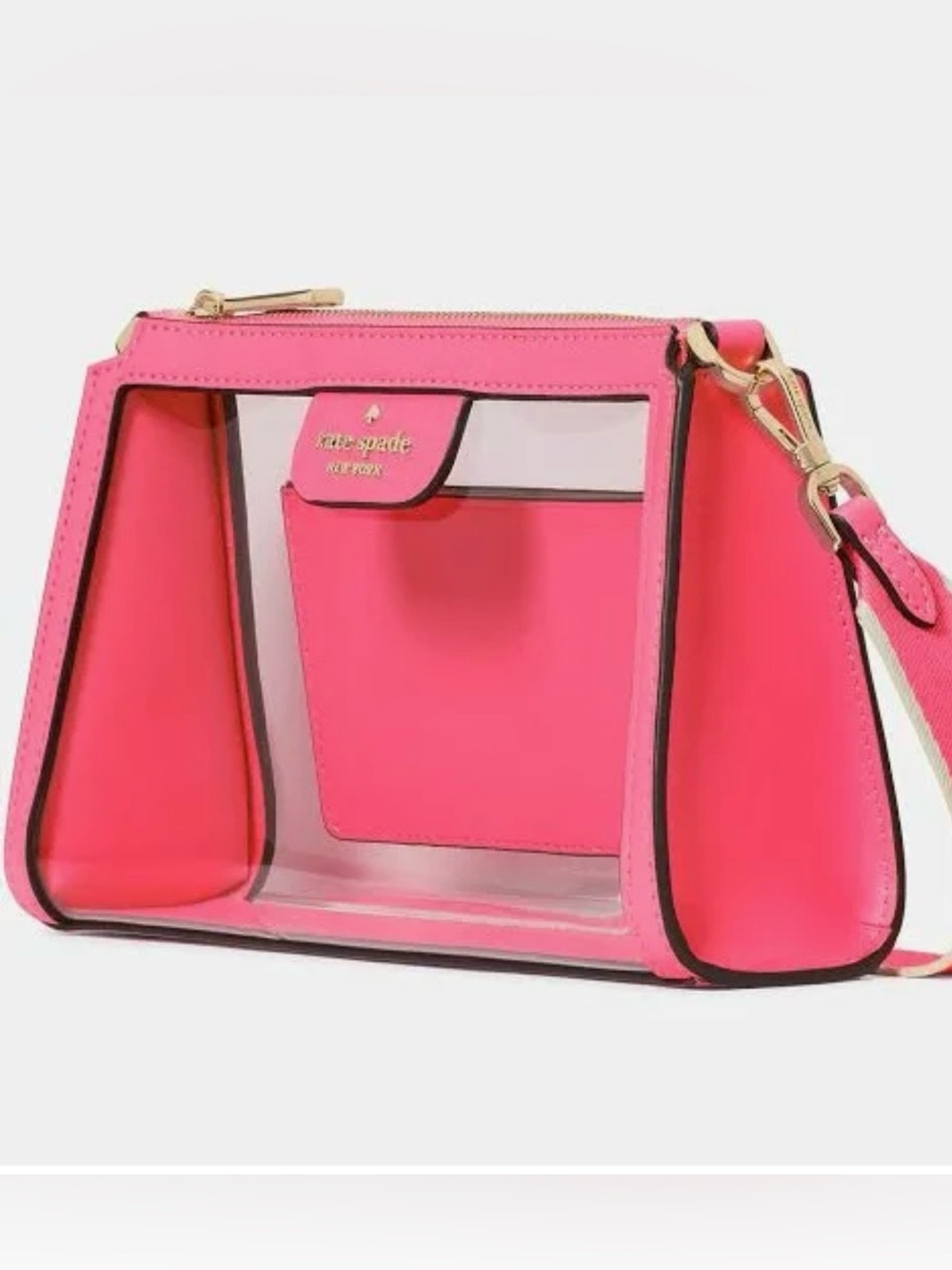 kate spade Hot Pink Clear Crossbody Bag with Gold Hardware - Picture 1 of 9
